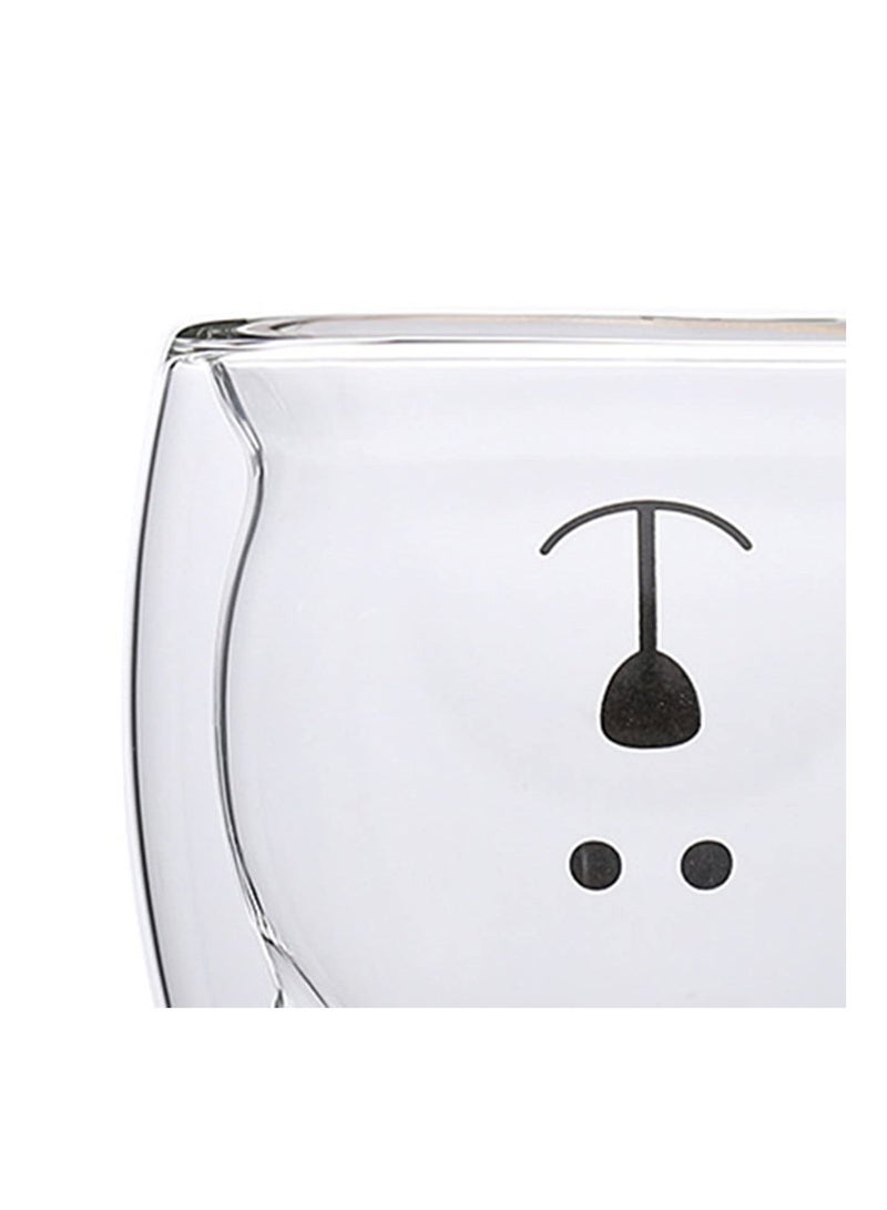 GGOOT Lightweight Double Glass Inner Layer Vacuum Anti-scalding Family Cute And Creative Bear Cup Coffee Mugs, Transparent - Image 3