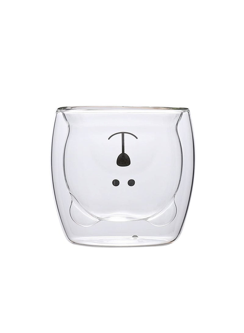 GGOOT Lightweight Double Glass Inner Layer Vacuum Anti-scalding Family Cute And Creative Bear Cup Coffee Mugs, Transparent - Image 1
