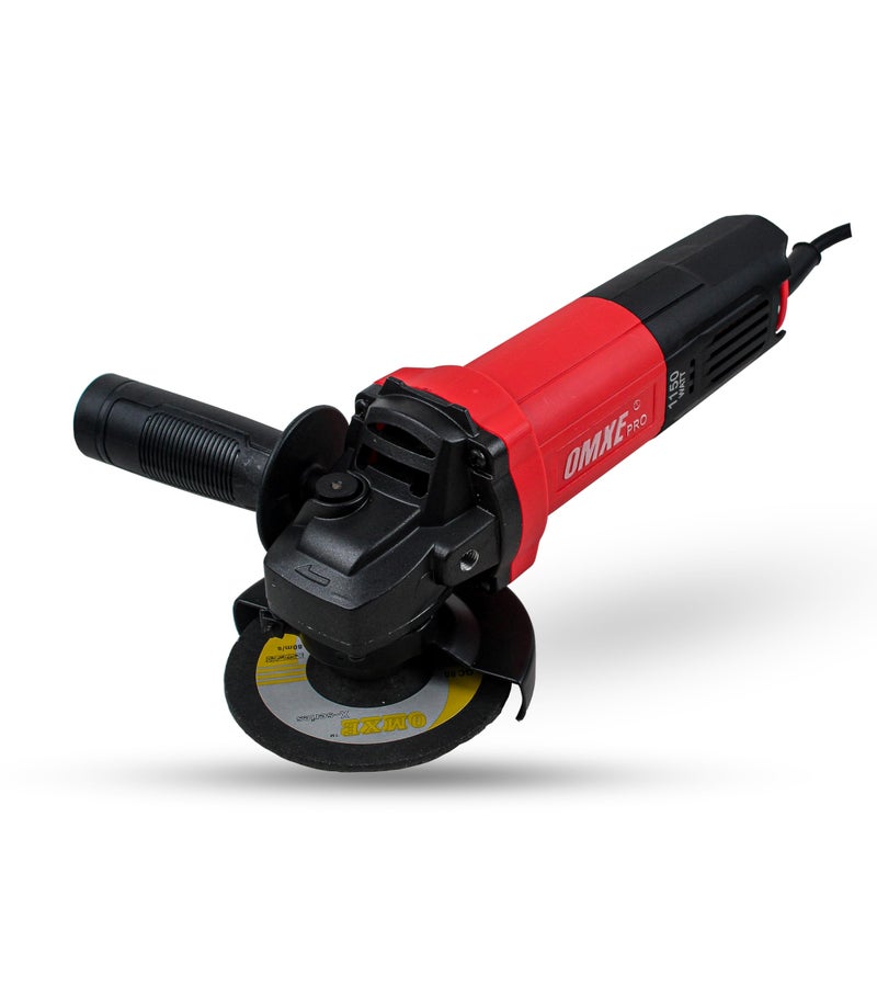 OMXE 1150W Angle Grinder Machine 4 Inch with 11000 RPM Brushless Motor | Corded Electric Alloy Steel Grinder for Cutting Grinding and Polishing | Compact Hand Grinder with Handle | Red and Black - Image 1