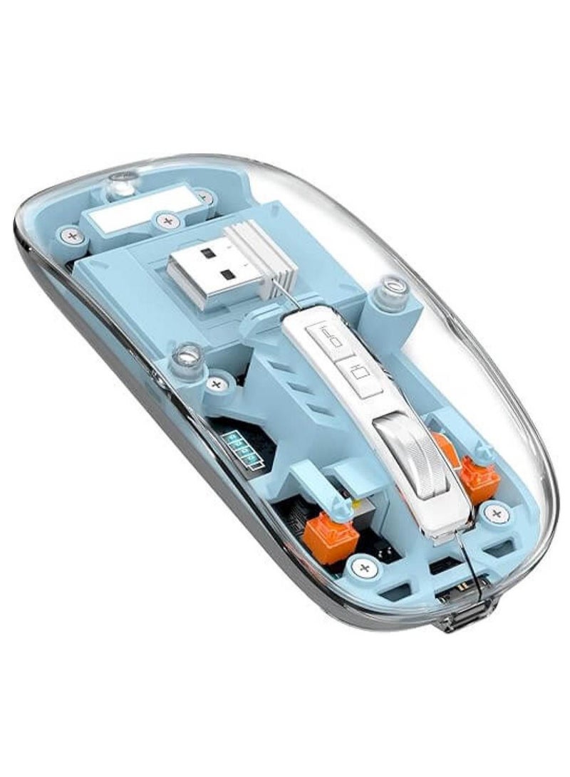 Devon Transparent Wireless Gaming Mouse Bluetooth Dual Mode Adjustable 3-Device Simultaneously for PC Mac Laptop Multicolor - Image 1