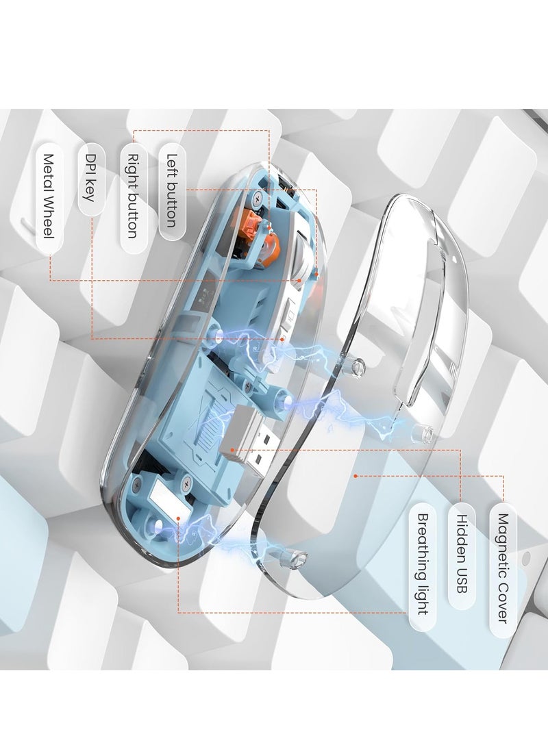 Devon Transparent Wireless Gaming Mouse Bluetooth Dual Mode Adjustable 3-Device Simultaneously for PC Mac Laptop Multicolor - Image 2