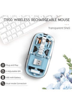 Devon Devon Transparent Wireless Gaming Mouse Bluetooth Dual Mode Adjustable 3-Device Simultaneously for PC Mac Laptop Multicolor  - Image 5