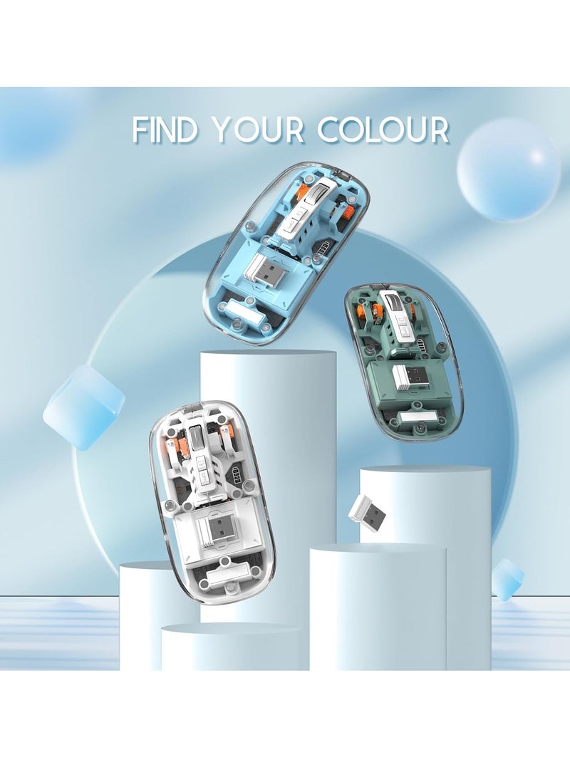 Devon Transparent Wireless Gaming Mouse Bluetooth Dual Mode Adjustable 3-Device Simultaneously for PC Mac Laptop Multicolor - Image 4