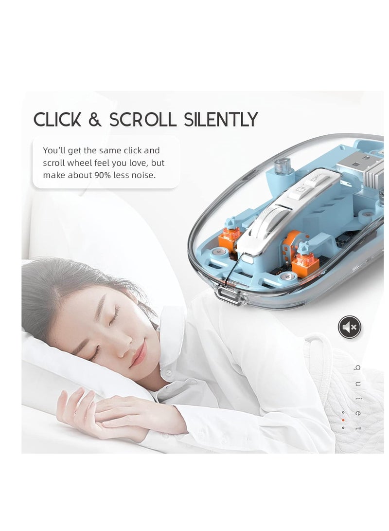 Devon Transparent Wireless Gaming Mouse Bluetooth Dual Mode Adjustable 3-Device Simultaneously for PC Mac Laptop Multicolor - Image 3