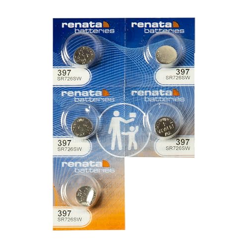 Renata Batteries 397 Silver Oxide 0% Mercury Battery (5 Pack) - Image 1