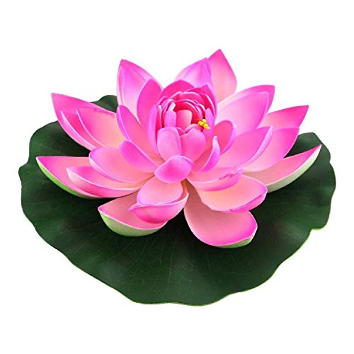 Aakriti Artificial Floating Lotus Flower with Water Lily Pad | 18cm Foam Lotus for Pond, Aquarium, Water Bowl & Home Decor | Realistic Floating Flower Decoration - 1PCS | Color May Vary - Image 1