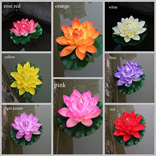 Aakriti Artificial Floating Lotus Flower with Water Lily Pad | 18cm Foam Lotus for Pond, Aquarium, Water Bowl & Home Decor | Realistic Floating Flower Decoration - 1PCS | Color May Vary - Image 5