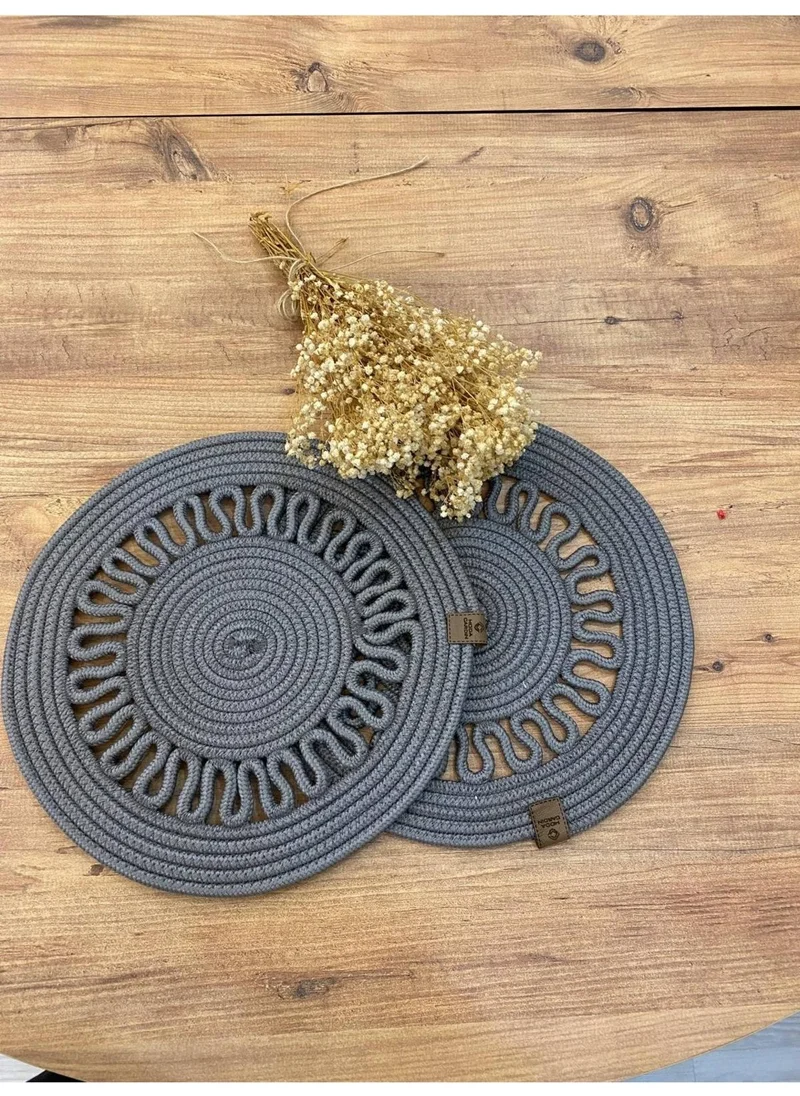 BDZ Deri BDZ Leather Wicker Jute Presentation Plate Mat American Service 2 Piece
