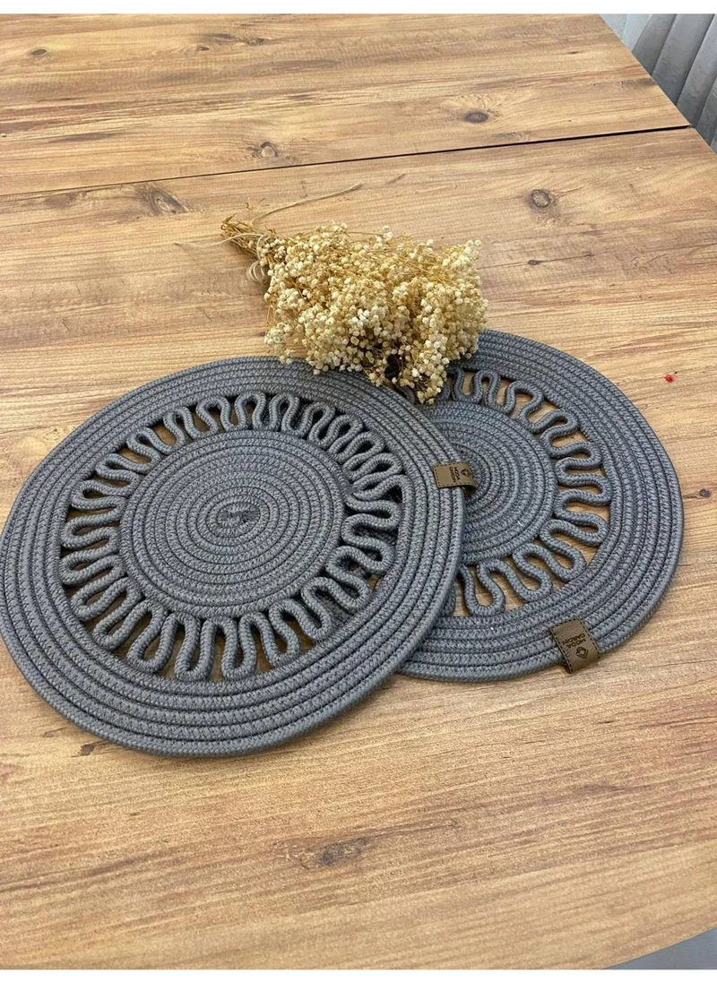 BDZ Deri BDZ Leather Wicker Jute Presentation Plate Mat American Service 2 Piece