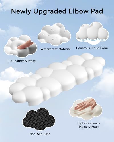 Laborio Elbow Pad for Desk, L-Shaped Desk Edge Arm Rest Cloud Wrist Rest, Non-Slip Memory Foam Wrist Pads, 2-Pack White Wrist Support for Keyboard, Mouse, Laptop - Image 3