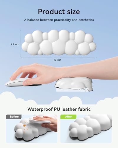 Laborio Elbow Pad for Desk, L-Shaped Desk Edge Arm Rest Cloud Wrist Rest, Non-Slip Memory Foam Wrist Pads, 2-Pack White Wrist Support for Keyboard, Mouse, Laptop - Image 4