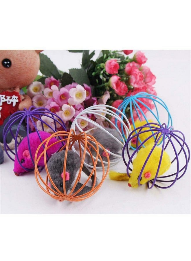 بتس إمباير ألعاب قطط صغيرة على شكل كرة فأر محشوة بالقطط وفئران صناعية في قفص (عبوة من قطعتين) - Image 1