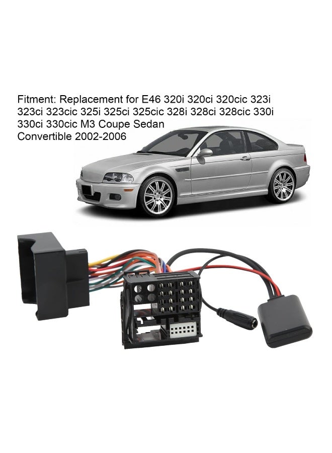 محول موسيقى راديو Bluetooth اللاسلكي مع كابل AUX ومدخل صوت Bluetooth 5.0 ، مزود بميكروفون لسيارات BMW E46 3 Series 320i 320ci 320cic - Image 2