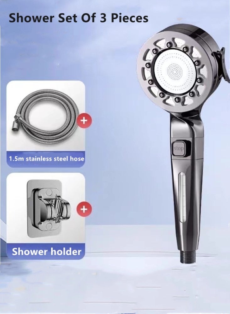 Kutis 1-Set Bathroom Shower Head Set ABS Grey 26x8 Centimeter - Image 1