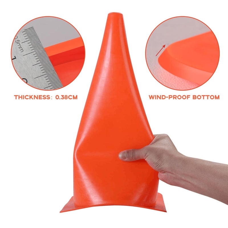 Alyoen 12 Inch Traffic Training Sports Cones, [10 Pack] Orange Safety Cones, Soccer Basketball Cones for Drills, Plastic Marker Cones for Indoor/Outdoor Activity & Festive Events - Image 2