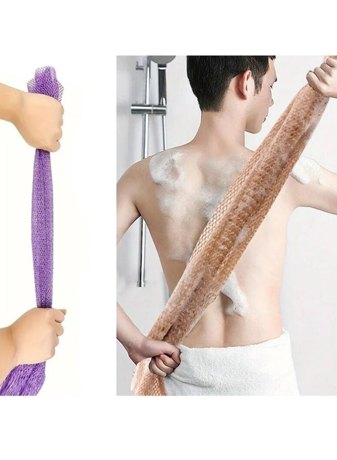 QINGYAN 3-Piece African Net Bath Sponge Exfoliating Long Body Scrubber Tight Weave Beauty Skin Smoother Tower Bath Cloth Porous Stretches Back Washcloths - Image 3