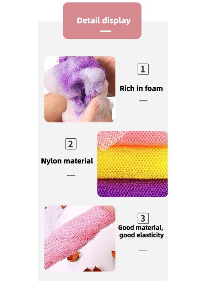 QINGYAN 3-Piece African Net Bath Sponge Exfoliating Long Body Scrubber Tight Weave Beauty Skin Smoother Tower Bath Cloth Porous Stretches Back Washcloths - Image 5