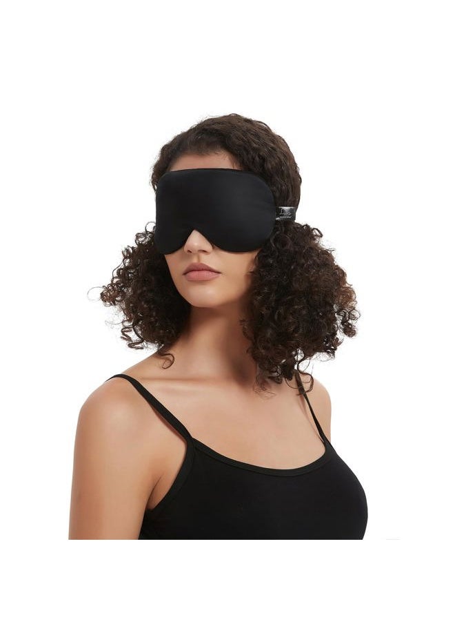 ALASKA BEAR Alaska Bear Sleep Mask Silk Cover Eye Contour Built-in No Pressure for Sleeping, Upgrade Over Conventional Flat Satin Eye Masks, Machine Washable (Black)  - Image 4