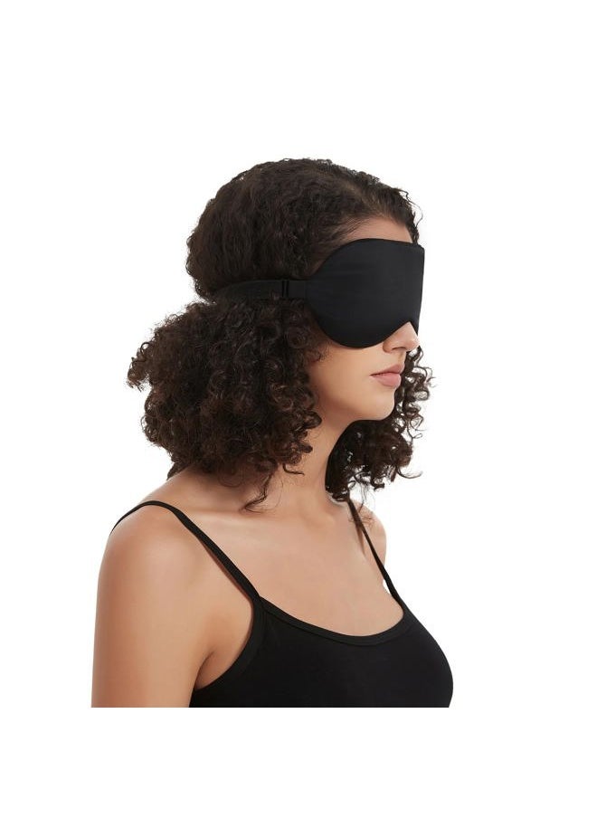 ALASKA BEAR Alaska Bear Sleep Mask Silk Cover Eye Contour Built-in No Pressure for Sleeping, Upgrade Over Conventional Flat Satin Eye Masks, Machine Washable (Black)  - Image 5