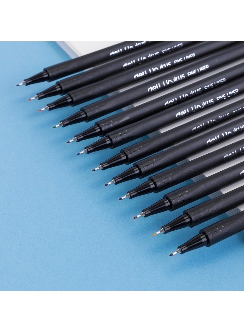 Deli Deli EQ900-12 Pigment Liner Set – 12 Fine Liners (0.45 mm) – ideal for precise outlining, sketching - Image 2