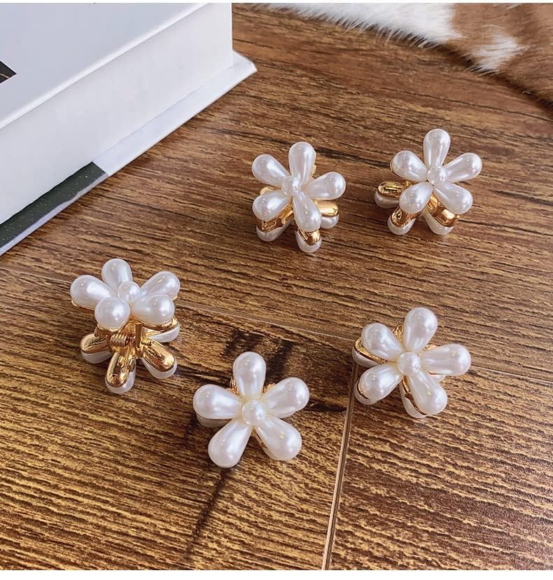 GLOSSOM Hair Clips For Hair Pearl Flower Small Claw Hair Clip for Women Ladies Hair Clips Pack of 10 Pcs Multicolor - Image 2