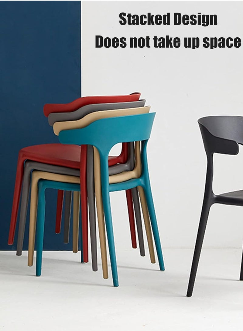 MAPLE HOME DECORATION Maple Home  Plastic Chairs Stacking Modern Molded Side Chair Minimalist Nordic Casual Kitchen Dining Room Chair Living Room Chairs Indoor Outdoor Armchair  - Image 3