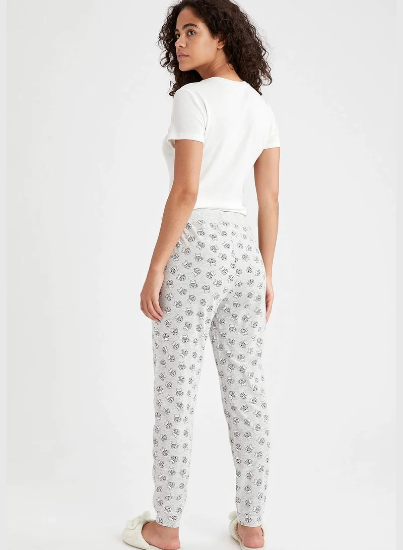 DeFacto Rib Hem Regular Fit Knitted Star Print Bottoms