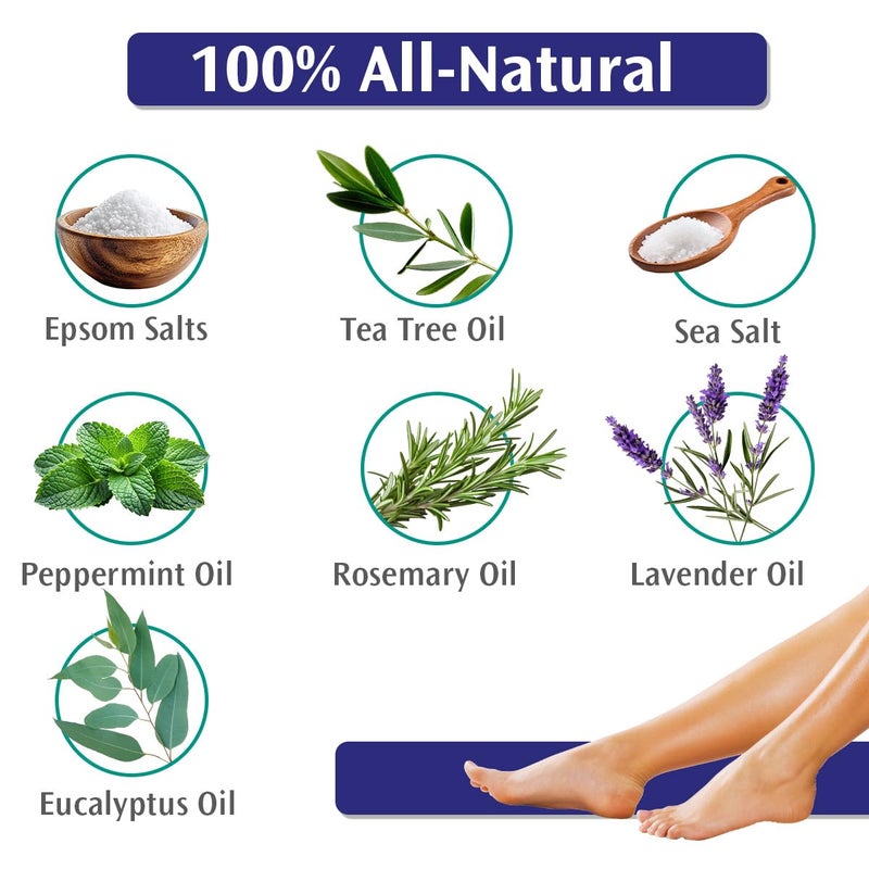 PediFix Soaking Crystals Foot Bath â€“ 6 Packets â€“ Therapeutic Foot Soak with Tea Tree Oil & Epsom Salt for Sore, Tired, Achy Feet - Image 3