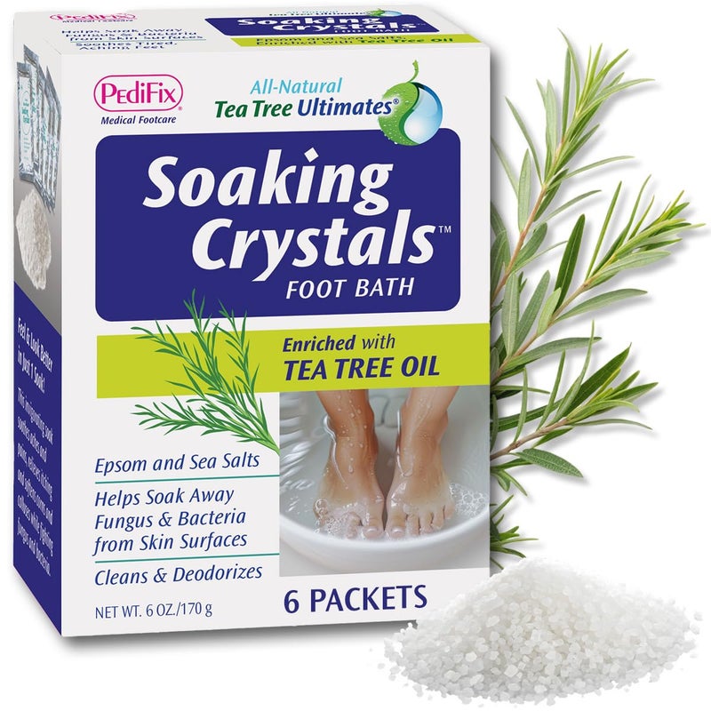 PediFix Soaking Crystals Foot Bath â€“ 6 Packets â€“ Therapeutic Foot Soak with Tea Tree Oil & Epsom Salt for Sore, Tired, Achy Feet - Image 1