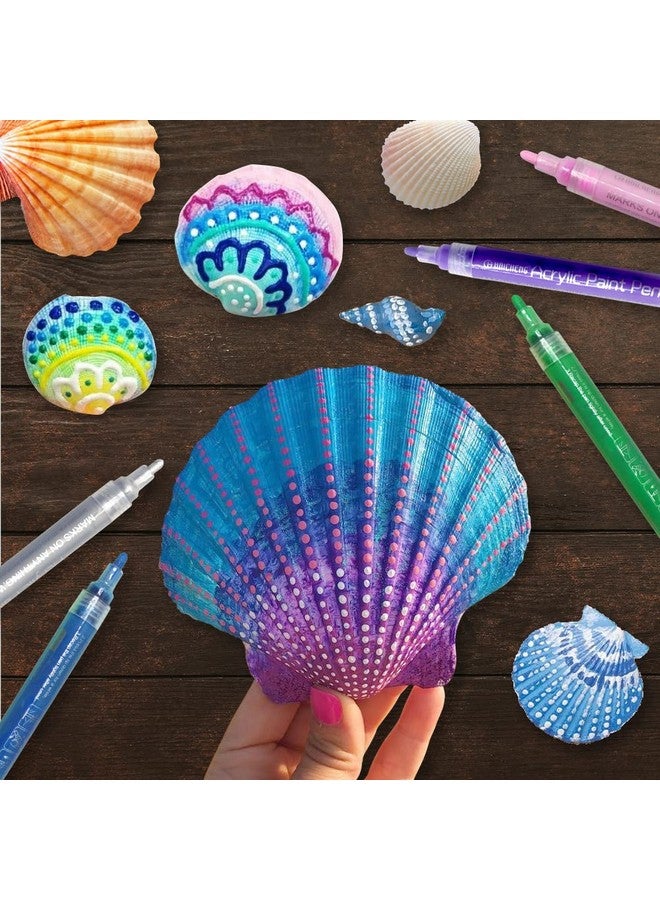 سي أتش هايتشنغ أقلام طلاء أكريليك 12 لونًا لطلاء الصخور والخشب والمعدن والزجاج والبلاستيك والقماش والصدف السيراميكي وعلامات طلاء لمشروعات الحرف اليدوية والمدرسة للأسطح البلاستيكية - Image 3