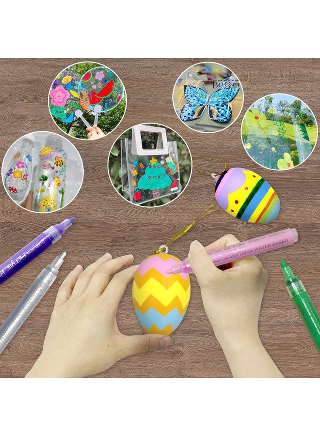 سي أتش هايتشنغ أقلام طلاء أكريليك 12 لونًا لطلاء الصخور والخشب والمعدن والزجاج والبلاستيك والقماش والصدف السيراميكي وعلامات طلاء لمشروعات الحرف اليدوية والمدرسة للأسطح البلاستيكية - Image 4