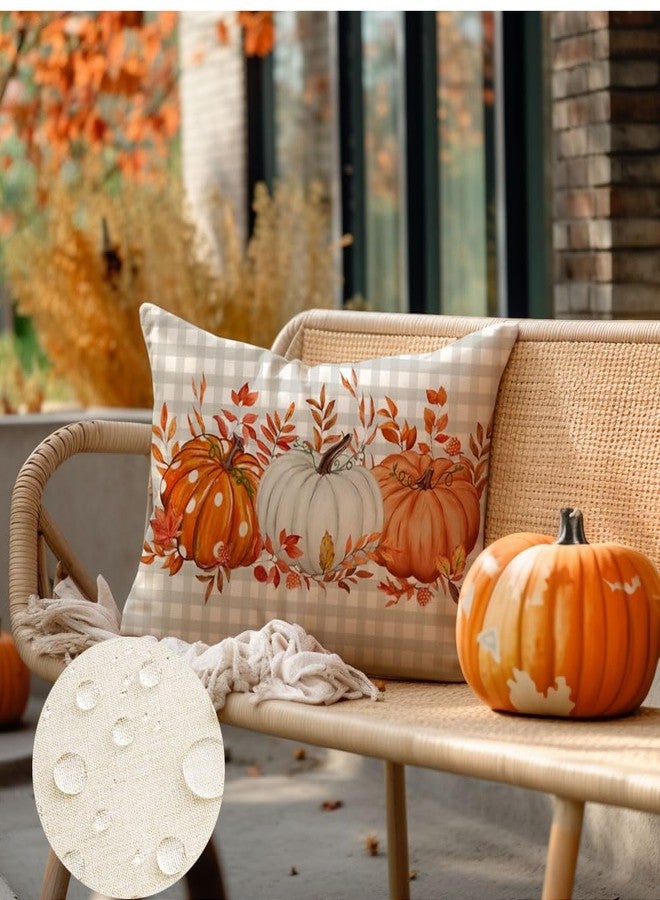 RABUSOFA Fall Outdoor Pillows 12x20 Inch Outdoor Waterproof Autumn Decorations for Home Gray Buffalo Check Polka Dot Pumpkin Thanksgiving Decor Decorative Throw Pillowcases for Couch Burnt Orange - Image 5
