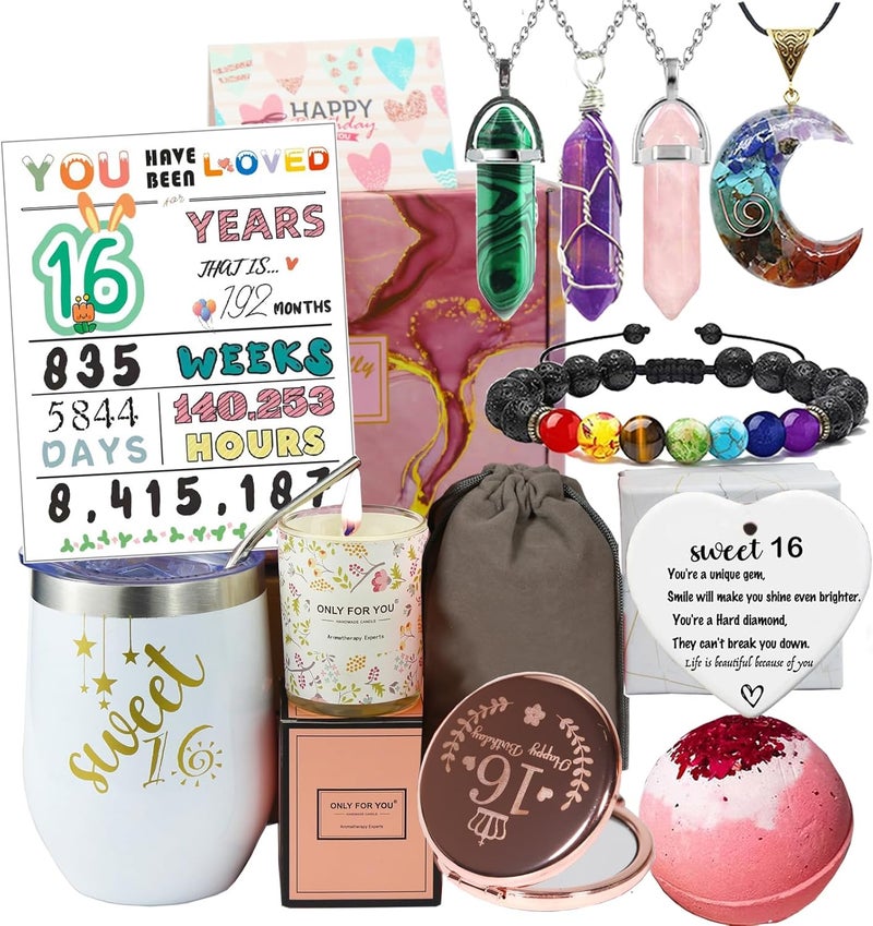 Carselage 16th Birthday Gifts for Girls, Unique Sweet 16 Birthday Gift Ideas, Happy 16 Year Old Birthday Decorations Gifts for Teenager Girls, Younger Sister, Daughters, Granddaughters - Image 1