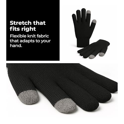 Lifelong Premium Winter Gloves for Men & Women | Super Soft Woolen Knitted Thermal Gloves | Elastic Touchscreen Gloves for Texting, Driving & Outdoor Activities | Warm Unisex Hand Gloves – Black - Image 3