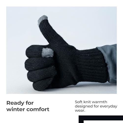 Lifelong Premium Winter Gloves for Men & Women | Super Soft Woolen Knitted Thermal Gloves | Elastic Touchscreen Gloves for Texting, Driving & Outdoor Activities | Warm Unisex Hand Gloves – Black - Image 5