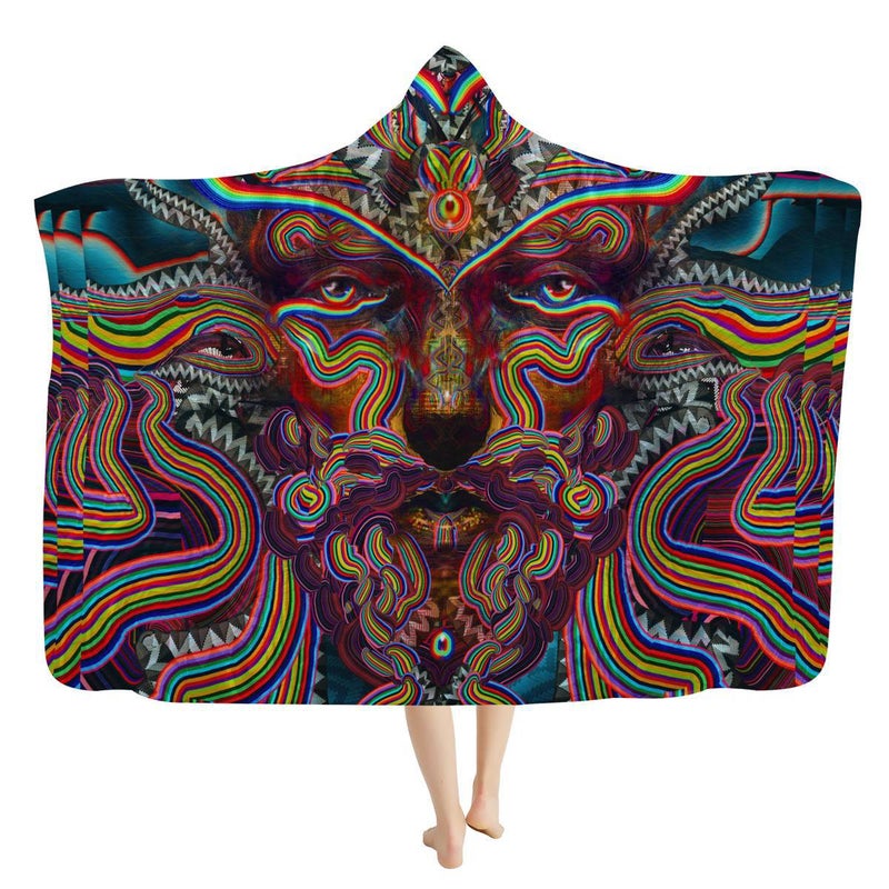 Tribal Totem Print Large Hooded Blanket FLL113Z90 