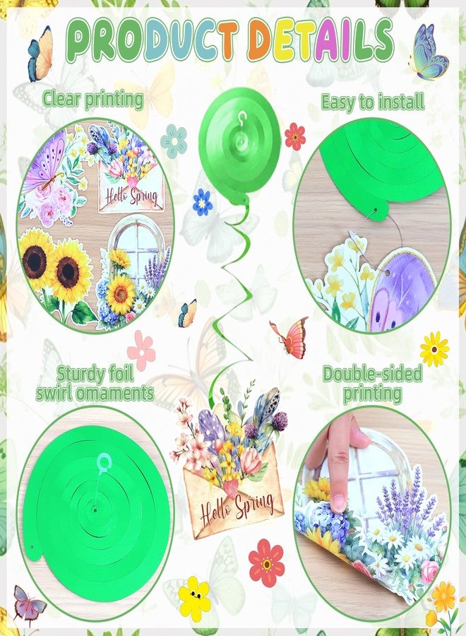 FINDRICH 22Pcs Spring Party Decorations, Hello Spring Decor with Hello Spring Banner Garland Hanging Swirls Butterfly Flowers Hanging Decorations Spring Decorations for Office Home Office Classroom - Image 4