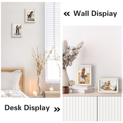 Frametory Enamel Picture Frame 4x6 Gold Metal Edge White Enamel Picture Frame With Easel and Velvet Back for Tabletop Display Bookshelf 4x6 Wall Decoration Photo Frames2 Set - Image 3