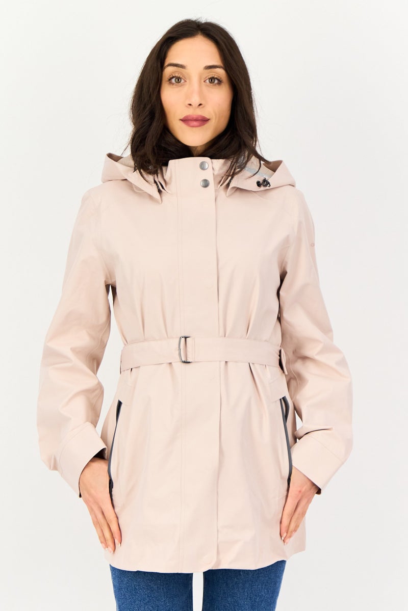 GEOX جاكيت نسائي مزود بحزام وغطاء رأس، وردي فاتح - Image 1