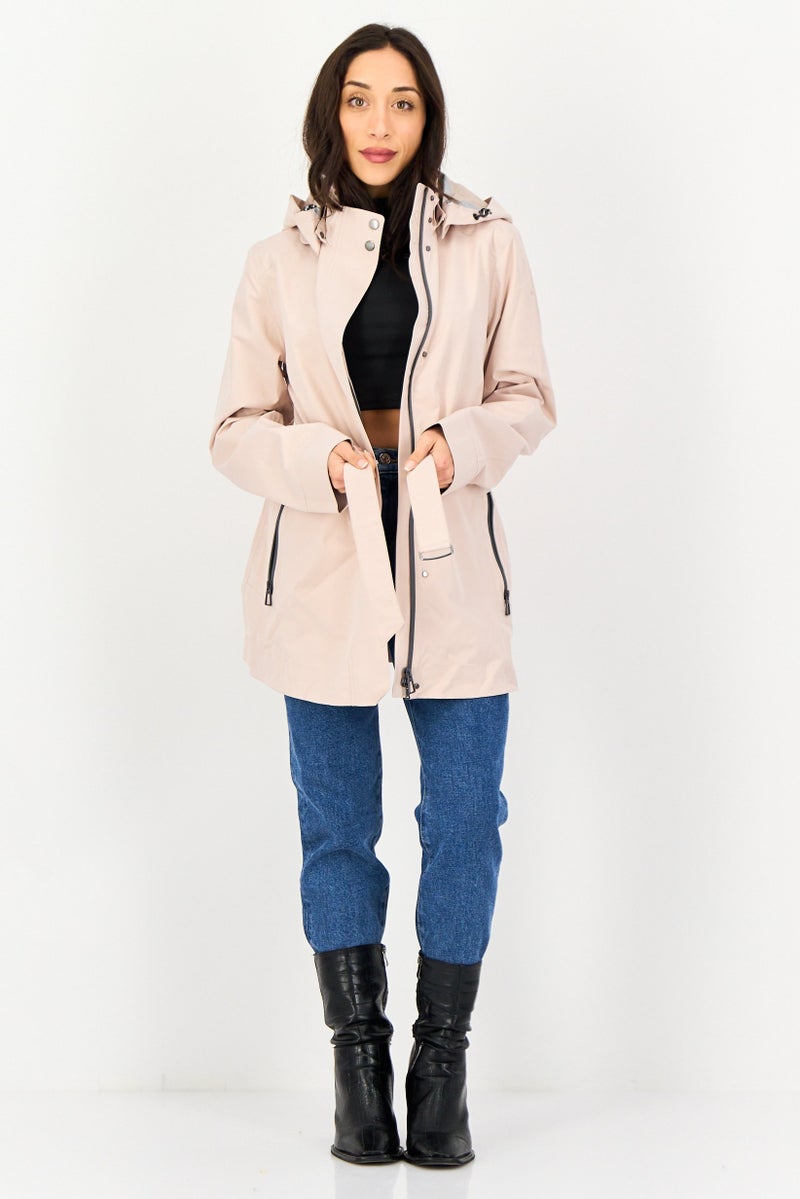 GEOX جاكيت نسائي مزود بحزام وغطاء رأس، وردي فاتح - Image 3