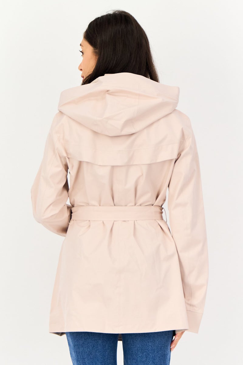 GEOX جاكيت نسائي مزود بحزام وغطاء رأس، وردي فاتح - Image 4