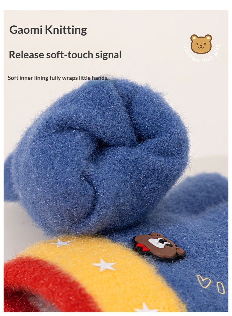 قفازات شتوية/خريفية بخمسة أصابع محبوكة، قفازات سميكة ودافئة للأطفال، قفازات رياضية دافئة للطلاب، مناسبة لركوب الدراجات في الهواء الطلق، لون أخضر - Image 3