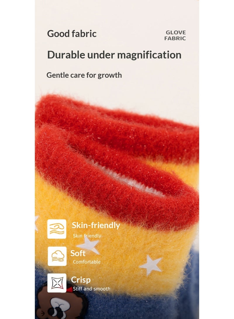 قفازات شتوية/خريفية بخمسة أصابع محبوكة، قفازات سميكة ودافئة للأطفال، قفازات رياضية دافئة للطلاب، مناسبة لركوب الدراجات في الهواء الطلق، لون أخضر - Image 4