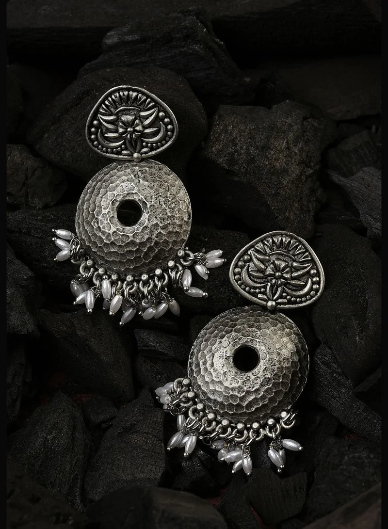 SOHI Silver Plated Designer Geometric Studs