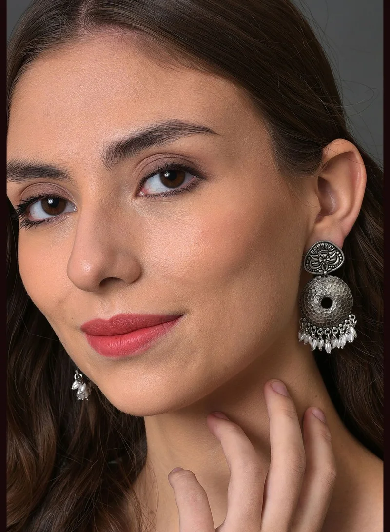 SOHI Silver Plated Designer Geometric Studs