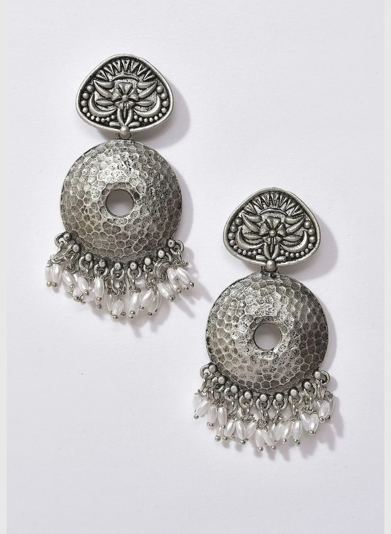 SOHI Silver Plated Designer Geometric Studs