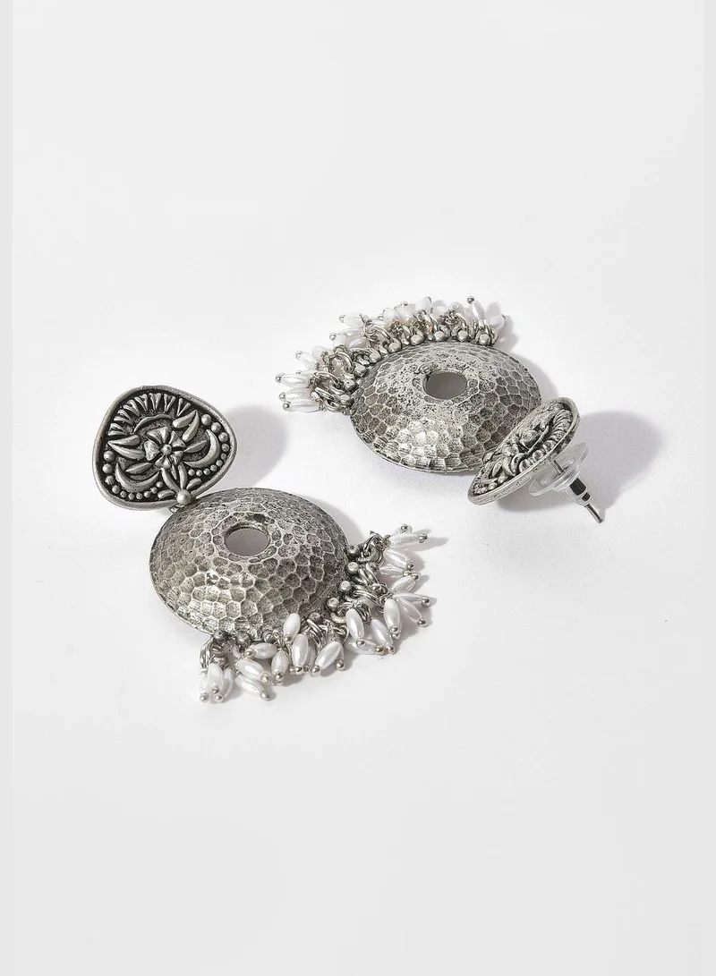 SOHI Silver Plated Designer Geometric Studs