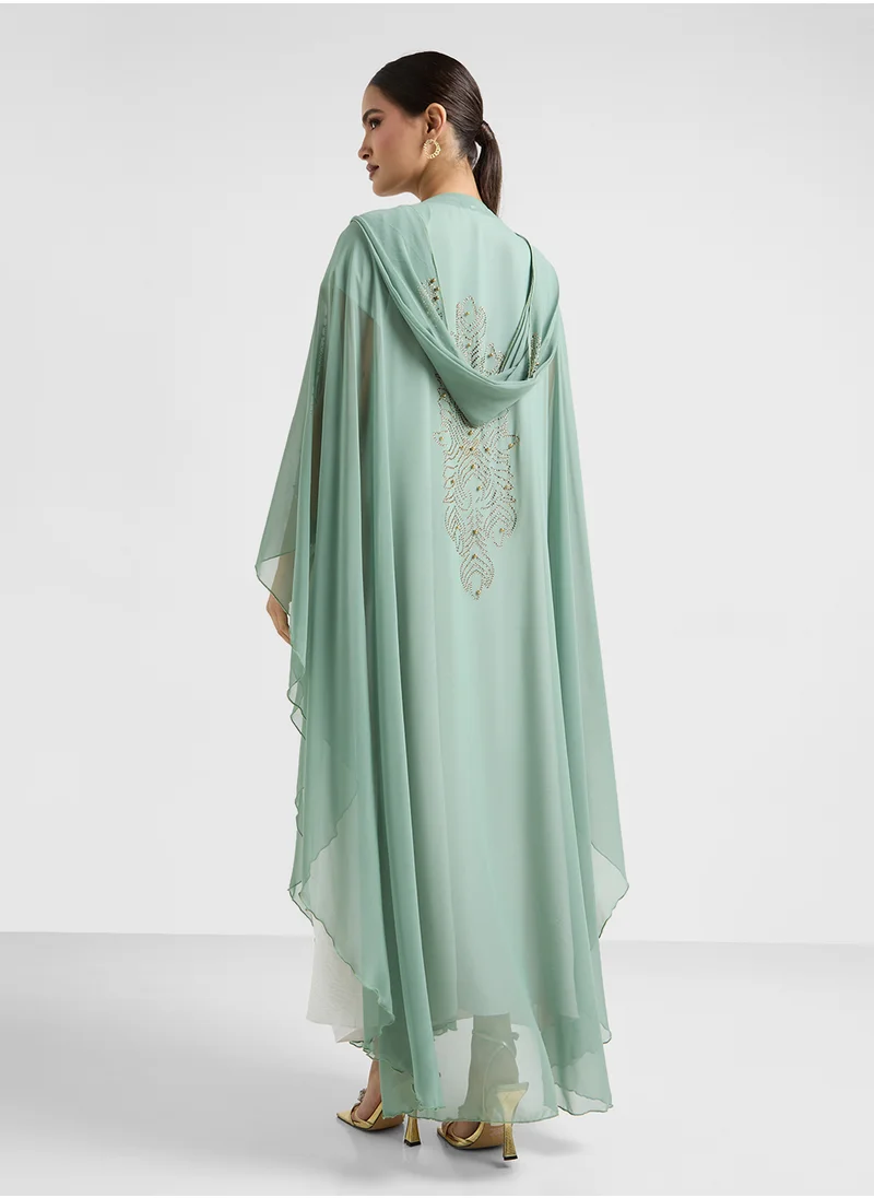 Khizana Embellished Detail Abaya With Hood