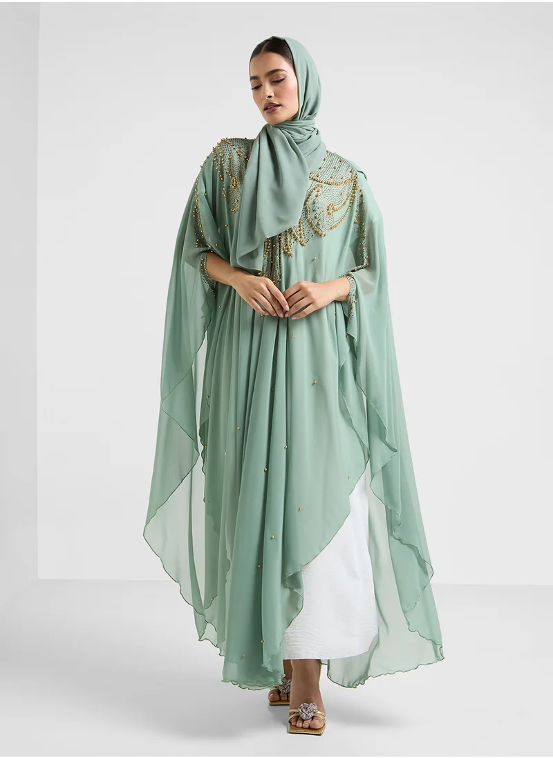 Khizana Embellished Detail Abaya With Hood