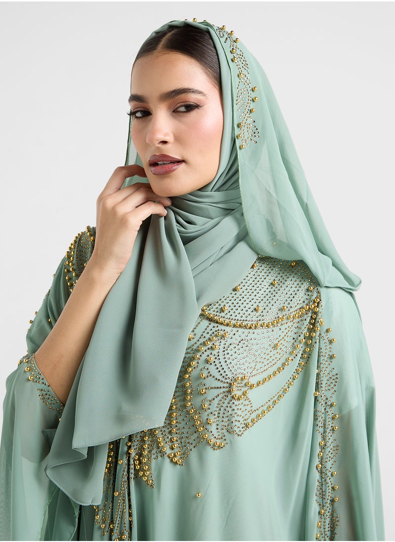 خزانة - عباية مزخرفة بغطاء للرأس - Image 1